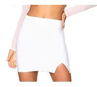 Courte Jupe Crayon Femme Mini Jupe Moulante Ourlet Fendu sur Le côté (Blanc, S)