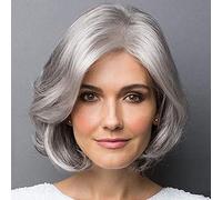 Courte Perruque Grise Naturelle, Perruque Bouclée Réglable avec intranet confortable pour une utilisation quotidienne Compatible pour des dames âgées