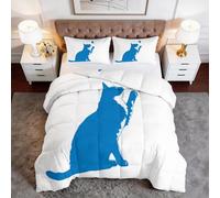 Courtepointe Réversible Rustique Cartoon Animal Chat Papillon 200x200 cm, Minimalisme Couette Respirante, Blanc Courtepointe Légère Respirante - Édredon Parure de Lit Couverture Matelassée Lavable