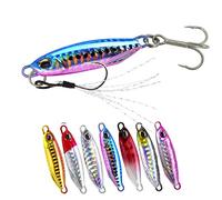 courti 7 Pièces Leurres De Pêche en Métal Leurre De Jigging Automne Lent Coulant en Métal Gabarits Appâts avec Crochets Plume pour Eau Douce d'eau Salée 6 cm 32 g