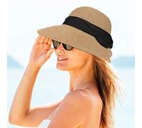 Courti Chapeau De Paille Panama à Large Bord - Visière De pour Femme - Protection UV Plage