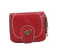 Courtieyeardceastea Portefeuille court en cuir PU avec fermeture éclair et porte-cartes de débit, sac de transport, jaune, rouge vin, 5x9x3.5cm/1.97x3.54x1.38 In, comme description