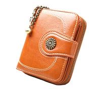 Courtieyeardceastea Portefeuille court en cuir PU avec fermeture éclair et porte-cartes de débit, sac de transport, jaune, Orange, 5x9x3.5cm/1.97x3.54x1.38 In, comme description