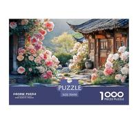 Courtyard of Chinese Architecture 1000 Pcs Carton Extra-épais Lot de Puzzles Cottage with Rose Garden Stimulant Et Éducatif Défi Unique Puzzles As Birthday Gifts 70x50cm/1000pcs