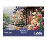 Courtyard of Chinese Architecture 1000 Pcs Carton Extra-épais Lot de Puzzles Cottage with Rose Garden Stimulant Et Éducatif Jeu Créatif Puzzles As Birthday Gifts 70x50cm/1000pcs