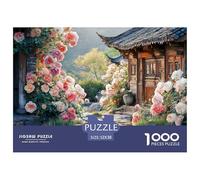 Courtyard of Chinese Architecture 1000 Pièces Carton Extra-épais Coffret De Puzzles Cottage with Rose Garden Stimulant Et Éducatif Jeu Créatif Puzzles As Birthday Gifts 52x38cm/1000pcs