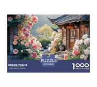 Courtyard of Chinese Architecture 1000 Pièces Carton Extra-épais Coffret De Puzzles Cottage with Rose Garden Stimulant Et Éducatif Jeu Créatif Puzzles pour Adultes Et Enfants 38x26cm/1000pcs