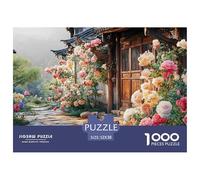 Courtyard of Chinese Architecture 1000 Pièces Carton Extra-épais Lot de Puzzles Cottage with Rose Garden Stimulant Et Éducatif Jeu Créatif Puzzles As Birthday Gifts 52x38cm/1000pcs