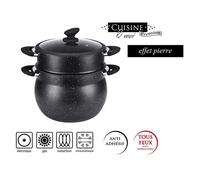 Couscoussier - 10 Litres - Revêtement Anti-Adhérent GREBLON® - Sans PFOA - Couleur Noir