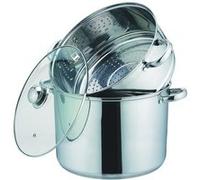 Kamberg - Couscoussier / Cuit Vapeur / Faitout 3 en 1 - Diamètre 28 cm - 12 Litres - Acier Inoxydable Haute Qualité - Couvercle en Verre - Tous Feux dont Induction - 0008073