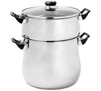 Crealys 505707, Couscoussier Acier Inoxydable 8 litres, Diamètre 22 cm - Poignées thermorésistantes, couvercle verre - Tous feux dont induction