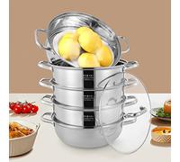 Couscoussier, Cuit Vapeur, 5 Niveaux en Acier Inoxydable, CuisinièRe ÉLectrique, Cuiseur à Induction, Cuiseur en Acier Inoxydable, pour Cuire à la Vapeur des Aliments