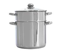 BAUMALU - Combiné Traiteur Couscoussier Forme Droite - Acier Inox - Couvercle Verre - Tous Feux dont Induction - Triple Fond Diffuseur - Ø26cm, 11L, Argenté