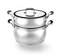 Couscoussier Inox Premium 4/6/8 L - Couvercle Verre + Joint Silicone - Fond Encapsulé - Compatible Induction & Lave-vaisselle - Sans Revêtement Antiadhésif - 22/24/26 cm (6 Litres 4/5 Personnes)