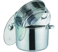 Kamberg - Couscoussier / Cuit Vapeur / Faitout 3 en 1 - Diamètre 26 cm - 10 Litres - Acier Inoxydable Haute Qualité - Couvercle en Verre - Tous Feux dont Induction - 0008072