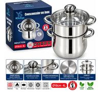 Couscoussier - KITCHYS - 4L Ø18 cm - Inox - Induction & tous feux - Couvercle verre