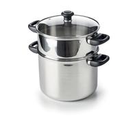 Beka 12030244 Polo Couscoussier + couvercle verre en acier inoxydable 24 cm, Gris