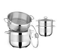 COUSCOUSSIER TOUS FEUX AVEC COUVERCLE EN VERRE 6LTR, Argenté