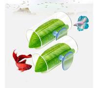 CousDUoBe Lot de 2 tunnels tubulaires en acrylique pour poissons Betta, tapis de feuilles de poisson simulant l'habitat naturel pour les frayères Betta, lit de repos, abri pour jouets Betta (style