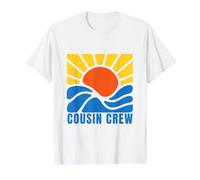 Cousin Crew Sunset Ocean Waves Famille Plage Vacances Graphique T-Shirt Graphique avec Valeur, Homme, Blanc, L