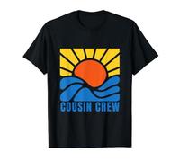 Cousin Crew Sunset Ocean Waves Famille Plage Vacances Graphique T-Shirt Graphique avec Valeur, Homme, Noir, XL