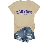 Cousins Beach Shirt The Summer I Turned Pretty Shirt Cousins Beach Letter Printed Graphic Tops, kaki, S