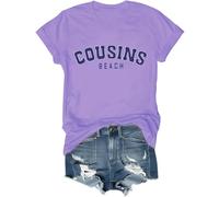 Cousins Beach Shirt The Summer I Turned Pretty Shirt Cousins Beach Letter Printed Graphic Tops, violet clair, XL