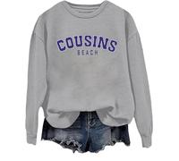 Cousins Beach Sweatshirt The Summer I Turned Pretty Shirt Cousins Beach Lettre Imprimée Graphique Tops, gris, 3XL