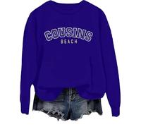 Cousins Beach Sweatshirt The Summer I Turned Pretty Shirt Cousins Beach Lettre Imprimée Graphique Tops, Klein Blue, 3XL
