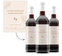 COUSIOTS Étiquettes naissance à personnaliser pour bouteilles de vin (lot de 2) - annonce grossesse - futurs grands parents - parrain - marraine - bébé - personnalisation sur mesure