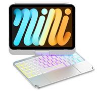 Cousper Étui avec clavier pour iPad mini 7 A17 Pro 2024/iPad mini 6 génération 2021 8,3" avec pavé tactile multi-touch, coque rotative à 360° avec clavier rétroéclairé arc-en-ciel pour iPad mini 7e/6e