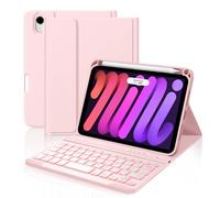 Cousper Étui clavier amovible pour iPad Mini 7 A17 Pro 2024/iPad Mini 6 génération avec clavier 2021 8,3", porte-crayon, coque de clavier amovible rétroéclairée 7 couleurs pour iPad Mini 7e/6e