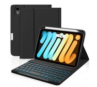 Cousper Étui clavier amovible pour iPad Mini 7 A17 Pro 2024/iPad Mini 6 génération avec clavier 2021 8,3", porte-crayon, coque de clavier amovible rétroéclairée 7 couleurs pour iPad Mini 7e/6e