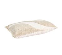 Coussin 30x50 cm bi face bouclette et unie ALICE beige et blanc