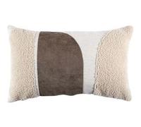 Coussin 30x50cm Crème Motifs Arrondis Marron et Bouclette Déhoussable