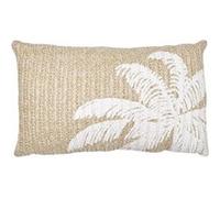 Coussin 30x50cm en polyester motif palmier coloris marron et blanc - Altobuy G
