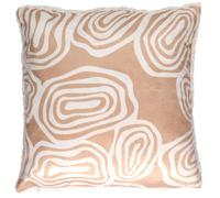 Coussin 40x40 cm bi face sherpa et imprimé LYNA beige et blanc