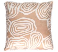 Coussin 40x40 cm bi face sherpa et imprimé LYNA beige et blanc