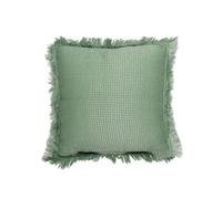 Coussin 40x40 cm déhoussable en coton style gaufré coloris vert sauge -