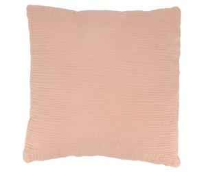 Coussin 40x40 cm double gaze de coton et sherpa GAZE & SHERPA rose pêche