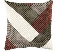 Coussin 40x40 cm en polyester style patchwork cotelé coloris marron et vert - Altobuy G