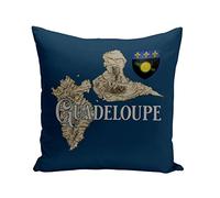 Coussin 40x40 cm Guadeloupe 971 Département Ile Carte Ancienne Rare