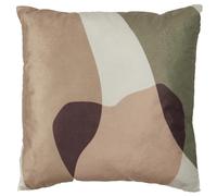 Coussin 40x40 cm imprimé et sherpa collection LYDIE marron et blanc