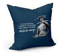 Coussin 40x40 cm J'ai vu un Ange Michel-Ange Citation Inspiration Sculpteur artiste Bleu G