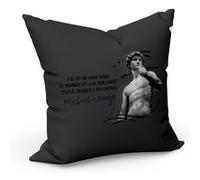 Coussin 40x40 cm J'ai vu un Ange Michel-Ange Citation Inspiration Sculpteur artiste Noir G