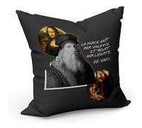 Coussin 40x40 cm La Force Naît par Violence et Meurt par Liberté Citation Inspirante Peinture De Vinci Noir G