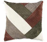Coussin 40x40 cm patchwork collection ANTHONY marron blanc et vert