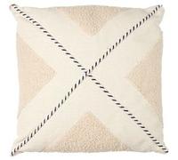 Coussin 40x40cm avec Tissu Bouclette Beige et Motif Géométrique Noir et Blanc - Altobuy G