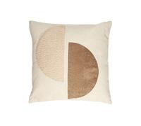 Coussin 40x40cm Crème Motifs Demi-Cercles Marron et Bouclette Déhoussable - ARCAL - ALTOBUY Beige G