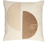 Coussin 40x40cm Crème Motifs Demi-Cercles Marron et Bouclette Déhoussable - ARCAL -